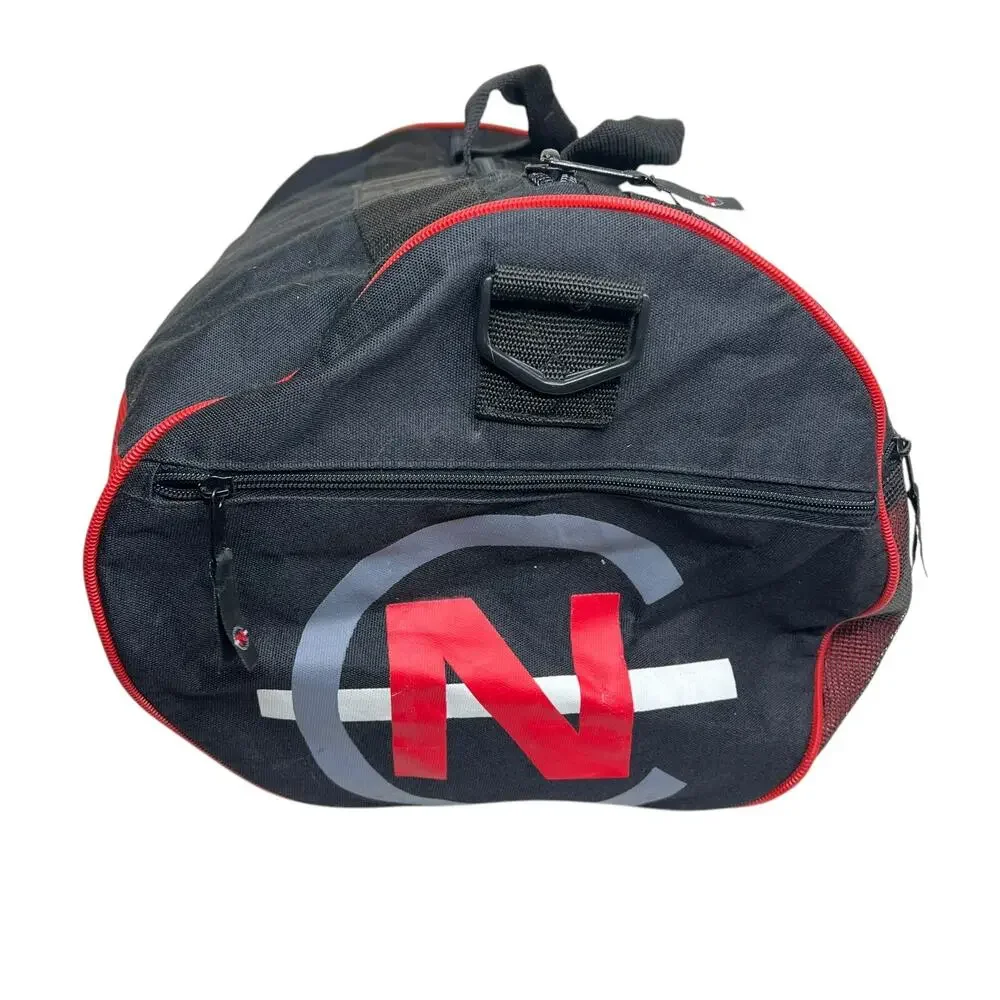Nautica Competition Vintage 90s Round Zip Top Duffle Gym Bag Black Red